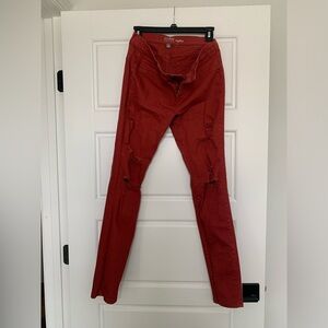 SoHo NY&C Red Distressed Jeggings